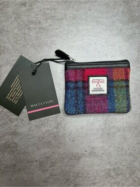 Harris Tweed Coin Purse Card Holder Wallet Wool Tartan Zip Pouch Scotland